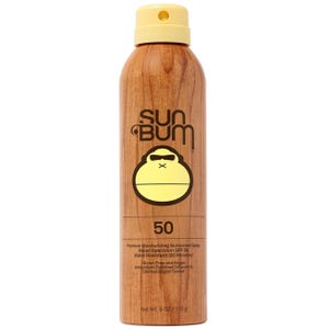 Sun Bum Premium Moisturizing Sunscreen Spray SPF 50, broad spectrum, water-resistant for 80 minutes, gluten-free, vegan, antioxidant enriched with Vitamin E, dermatologist tested. Net Wt. 6 oz / 170 g.