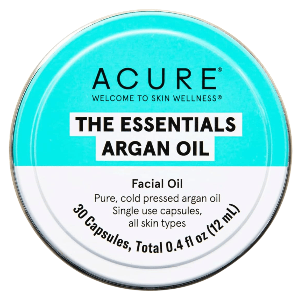 ACURE The Essentials Argan Oil, a facial oil with pure, cold-pressed argan oil, comes in 30 single-use capsules, suitable for all skin types, 0.4 fl oz (12 mL).