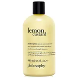 Philosophy Lemon Custard Hydrating Shower Gel, 480 ml (16 fl. oz.), combines lemon zest with bergamot and vanilla bean for a refreshing cleansing experience.