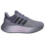 A purple and gray Adidas running shoe featuring a breathable mesh upper, black stripes, and a cushioned sole labeled \“DREAMSTRIKE.\“