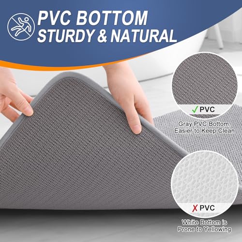 Gray PVC bottom mat, designed for sturdiness and easy cleaning, as opposed to a white bottom that is prone to yellowing.