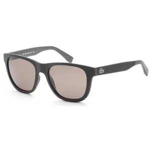 Black sunglasses with a rectangular frame featuring a small crocodile logo on the arms.