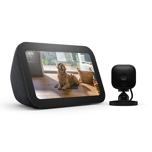 Echo Show 5 is a compact smart display with a 5.5-inch screen, while the Blink Mini is a small indoor security camera. Both devices offer connectivity for home monitoring and control.