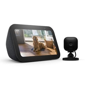 Echo Show 5 is a compact smart display with a 5.5-inch screen, while the Blink Mini is a small indoor security camera. Both devices offer connectivity for home monitoring and control.