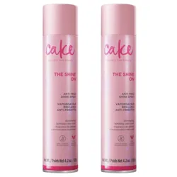 Cake's \“The Shine On\“ anti-frizz shine spray with shimmering birthday cake scent, 4.2 oz (120 g).