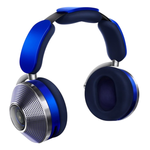 Blue and silver over-ear headphones with cushioned ear pads and a sleek, modern design.