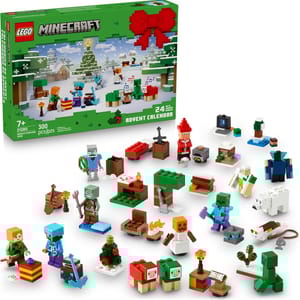 LEGO Minecraft Advent Calendar (Set 21280) with 300 pieces includes 24 buildable mini models and figures inspired by the game for ages 7 and up.