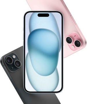 Two smartphones, one black and one pink, with dual-lens cameras.