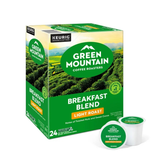 Green Mountain Coffee Roasters Breakfast Blend, Light Roast, 24-pack K-Cup pods with notes of toasted nuts and sweet cocoa.