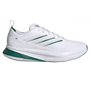 Adidas Jogit Running Shoes feature a sleek white design with green accents, a breathable mesh upper, and Lightmotion cushioning for enhanced comfort and support.