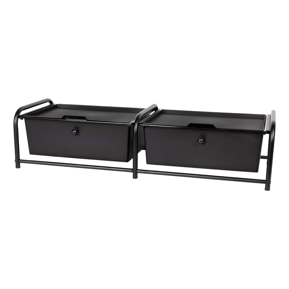 Dual-compartment wall planter with a black metal frame, featuring two removable rectangular containers for planting.