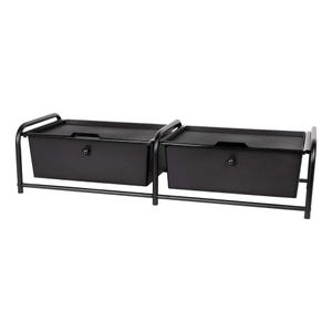 Dual-compartment wall planter with a black metal frame, featuring two removable rectangular containers for planting.