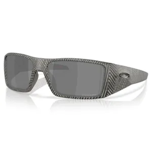 Rectangular sunglasses with a textured frame, featuring dark lenses and a small emblem on the temple.