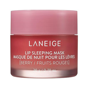 Laneige Lip Sleeping Mask, Berry flavor, 20g/0.70 oz, designed to moisturize and rejuvenate lips overnight. It comes in a pink jar with English and French labeling.