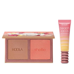Benefit Hoola bronzer, Shellie blush duo set, and Beach Vacay butter balm.