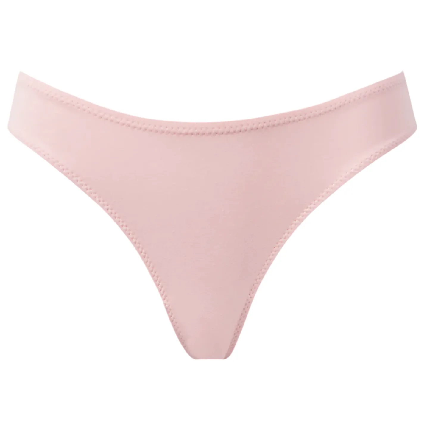Light pink seamless thong with stitching detail on the edges.