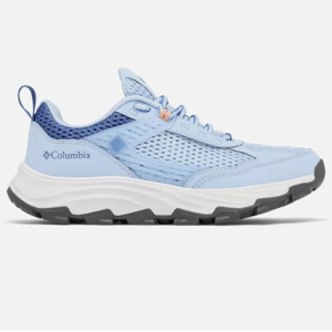 A single light blue athletic shoe with a mesh upper and a contrasting white and black sole.