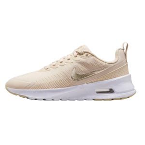A beige Nike sneaker featuring a visible Air Max sole, white midsole, and the Nike swoosh logo on the side.