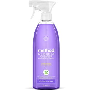 Method All-Purpose Cleaner in French lavender scent, 828 mL (28 fl oz), features plant-based cleaning power, biodegradable formula, and claims to cut grease and grime.