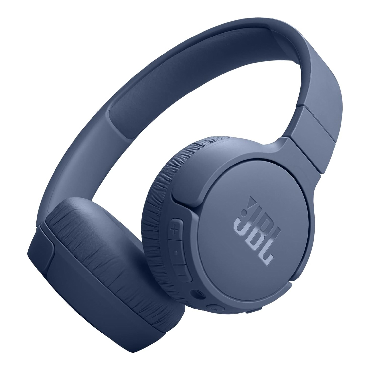 JBL Tune 670NC are over-ear headphones with a noise-canceling feature and built-in controls, shown in a sleek blue design.