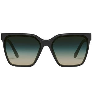 Square-shaped sunglasses with black frames and gradient lenses transitioning from dark at the top to light at the bottom.