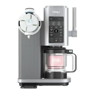 Ninja ice cream maker with features for creating soft serve, gelato, and other frozen treats, featuring a control panel and a detachable container.
