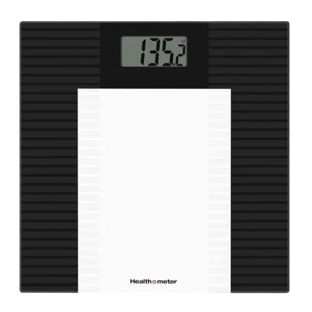 Digital bathroom scale with a black and white design, displaying a weight of 135.2 pounds.