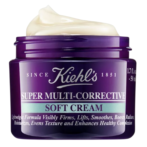 Kiehl’s Super Multi-Corrective Soft Cream, 1.7 fl. oz. (50 ml), is designed to visibly firm, lift, smooth, boost radiance, moisturize, even texture, and enhance complexion.