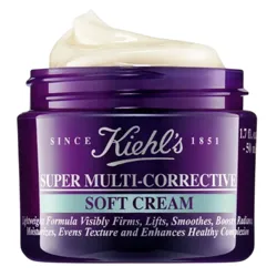 Kiehl’s Super Multi-Corrective Soft Cream, 1.7 fl. oz. (50 ml), is designed to visibly firm, lift, smooth, boost radiance, moisturize, even texture, and enhance complexion.