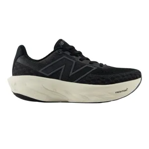 A black New Balance running shoe featuring a thick white FreshFoam sole and a large \“N\“ logo on the side.