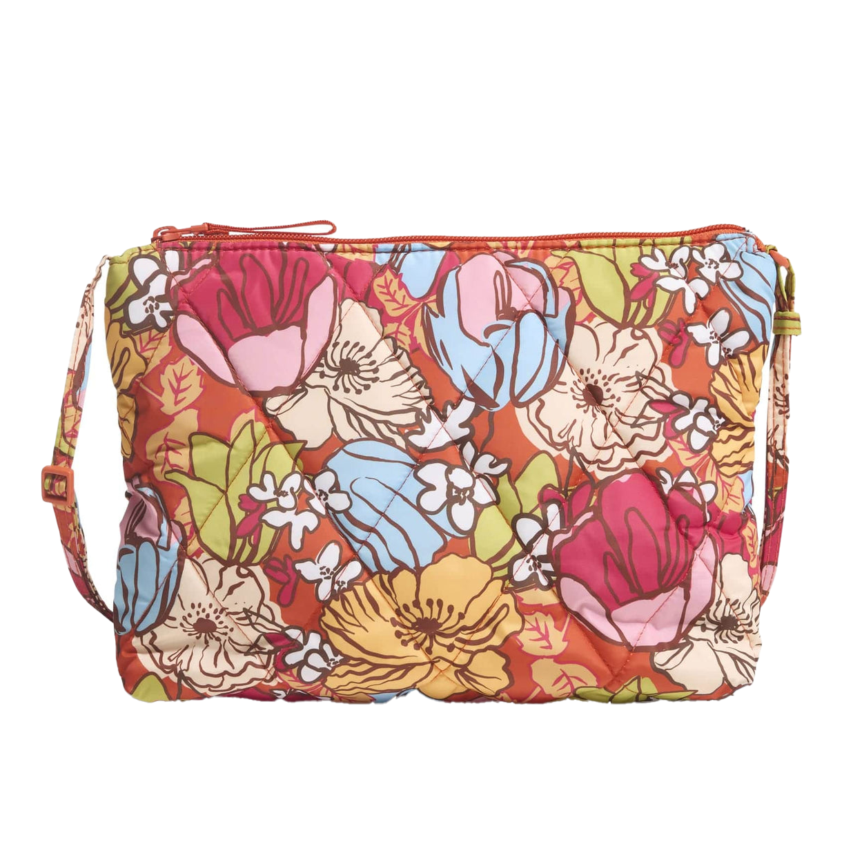 Vera Bradley Outlet Large Hipster in a vibrant, multi-colored floral pattern with a quilted texture and adjustable strap.