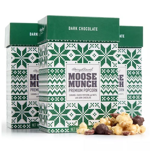 a three pack of harry and david moose munch