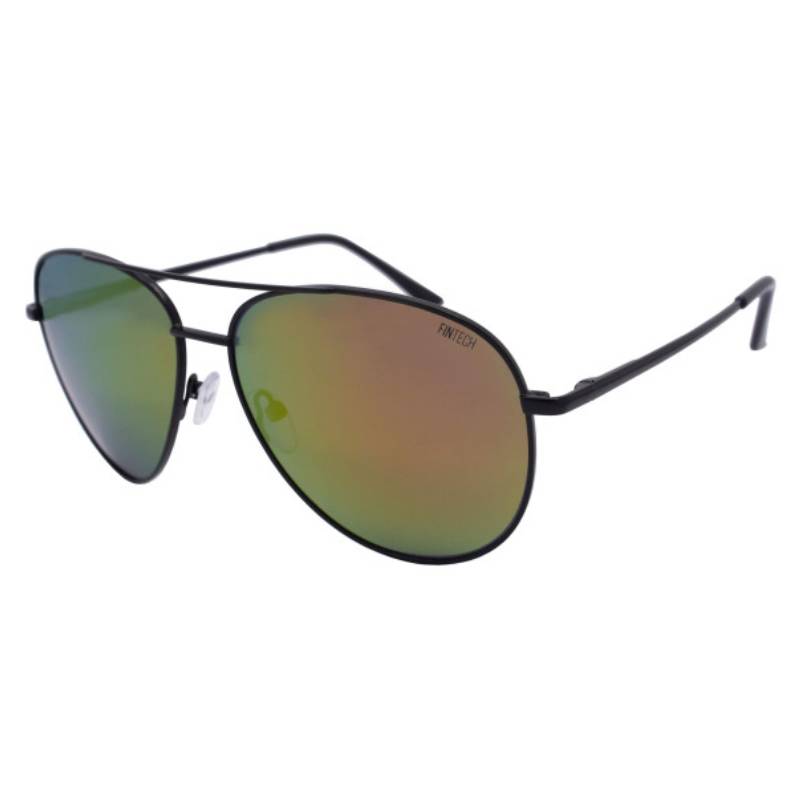 Black aviator-style sunglasses with polarized green gradient lenses and thin metal frames.