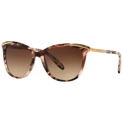 Women's sunglasses with tortoiseshell frames, gold accents, and gradient brown lenses, labeled \“RALPH.\“