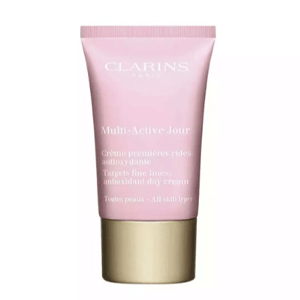 Clarins Multi-Active Jour is an antioxidant dry cream targeting fine lines, suitable for all skin types.