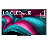 LG OLED evo AI TV with vibrant abstract graphics on display, highlighting advanced technology and design.