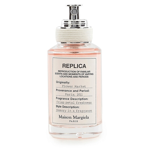 Maison Margiela Replica Flower Market EDT Spray captures \“crisp petal freshness\“ with scents reminiscent of a flower market in Paris, 2011. The label emphasizes \“Memory in a fragrance.\“
