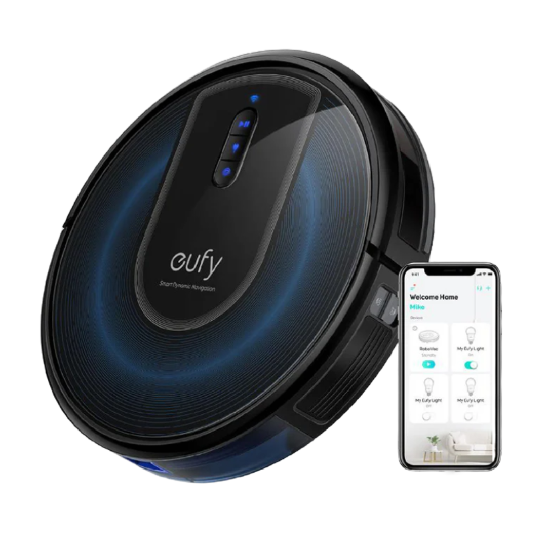 Eufy RoboVac is a smart vacuum cleaner designed for automated floor cleaning with smart navigation capabilities, accompanied by a mobile app for control and management.