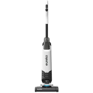 Eureka Wet Dry Vacuum, a sleek, upright design for versatile floor cleaning, features a clear water tank and a switch on the handle for easy operation.