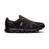 Black athletic shoe with a unique sole design featuring multiple hollow segments, logo on the side, and label \“Swiss Engineering\“ near the heel.