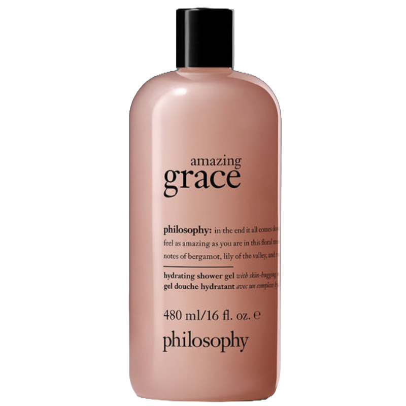 Philosophy Amazing Grace hydrating shower gel, 480 ml/16 fl. oz., featuring floral notes of bergamot, lily of the valley, and musk.