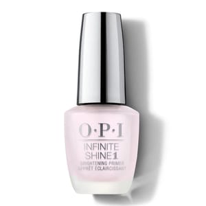 OPI Infinite Shine 1 Brightening Primer, a nail polish primer designed to enhance shine and provide a base coat for long-lasting color.