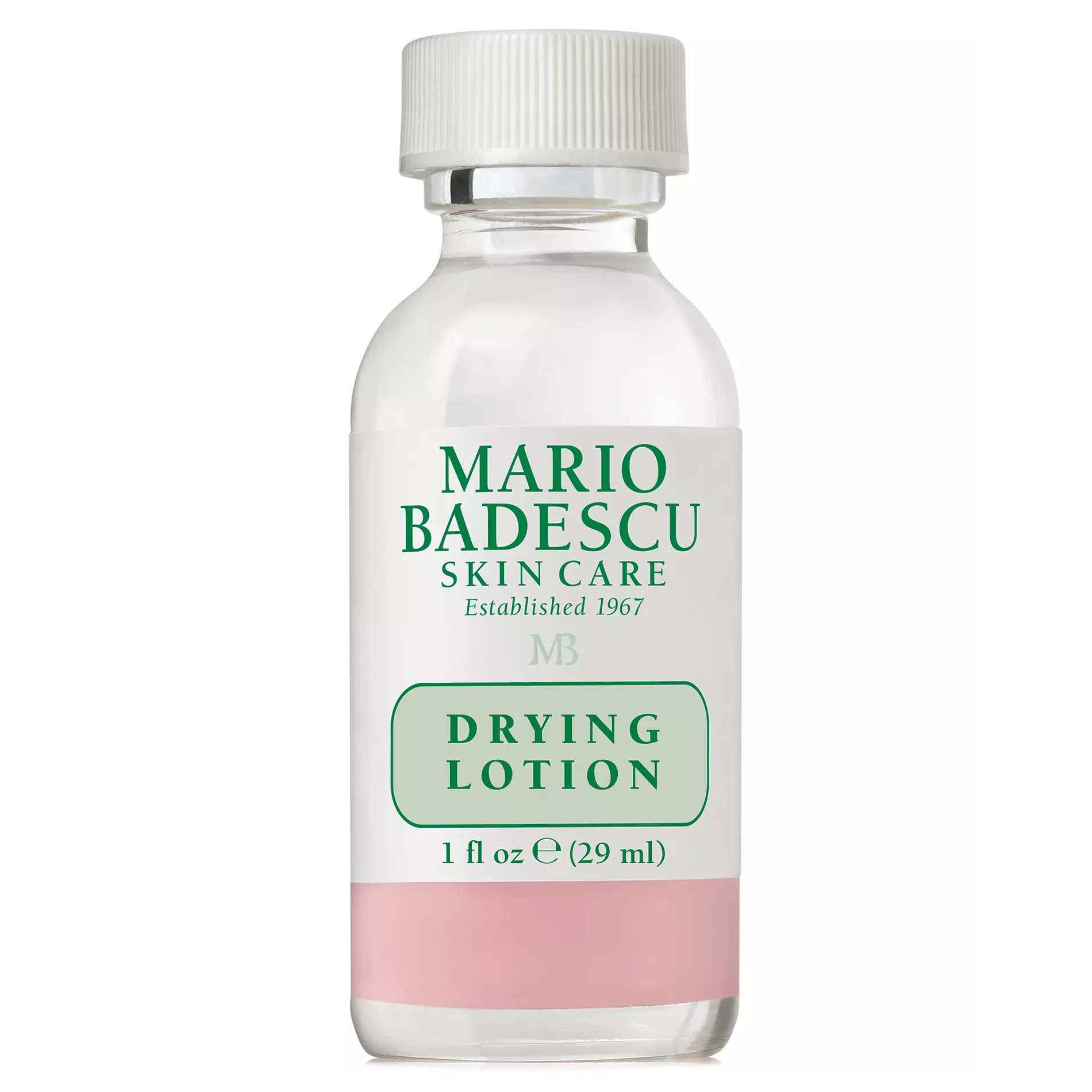 Mario Badescu Drying Lotion, 1 fl oz (29 ml), established 1967, designed for skincare treatment.