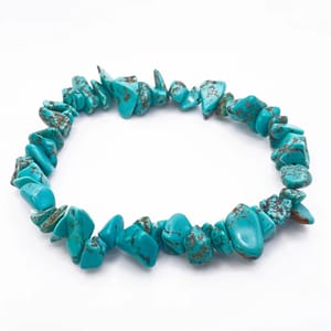 Turquoise-colored, irregular-shaped bead bracelet.