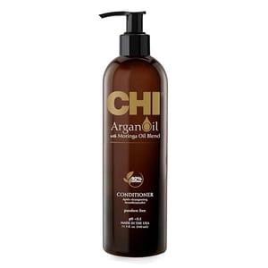 CHI Argan Oil Conditioner with Moringa Oil Blend, paraben-free, 92% natural, 11.5 fl. oz. (340 mL), pH 3.5, Made in the USA.
