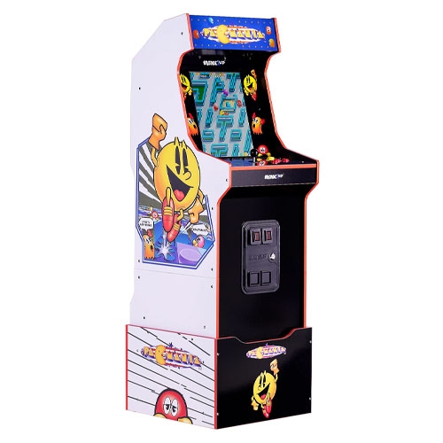 an arcade game machine with pacman on the side