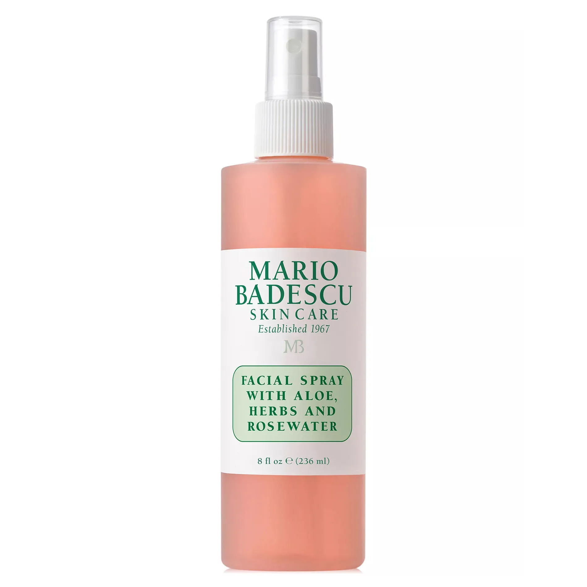Mario Badescu Facial Spray with Aloe, Herbs, and Rosewater, 8 fl oz (236 ml).