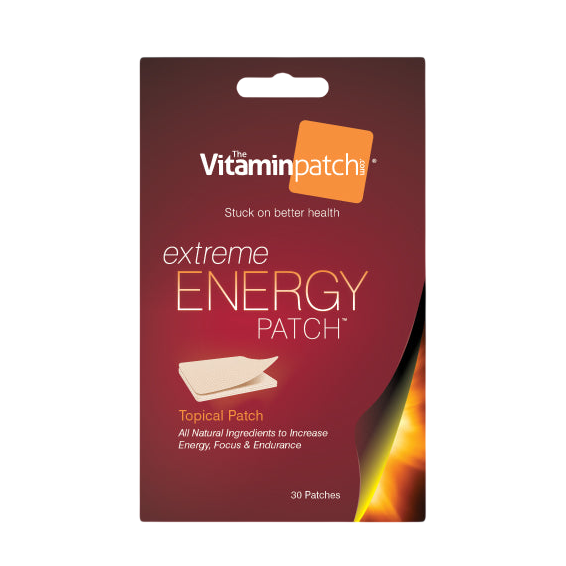 The Vitaminpatch Extreme Energy Patch package contains 30 topical patches with natural ingredients to boost energy, focus, and endurance.