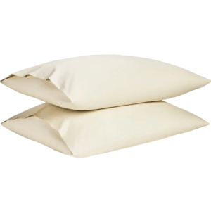 Two beige pillowcases are shown stacked on top of each other.