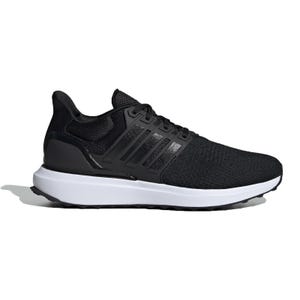 Adidas UBounce DNA Shoes are black with a breathable mesh upper, featuring three stripes on the side and a white cushioned sole for comfort and support.